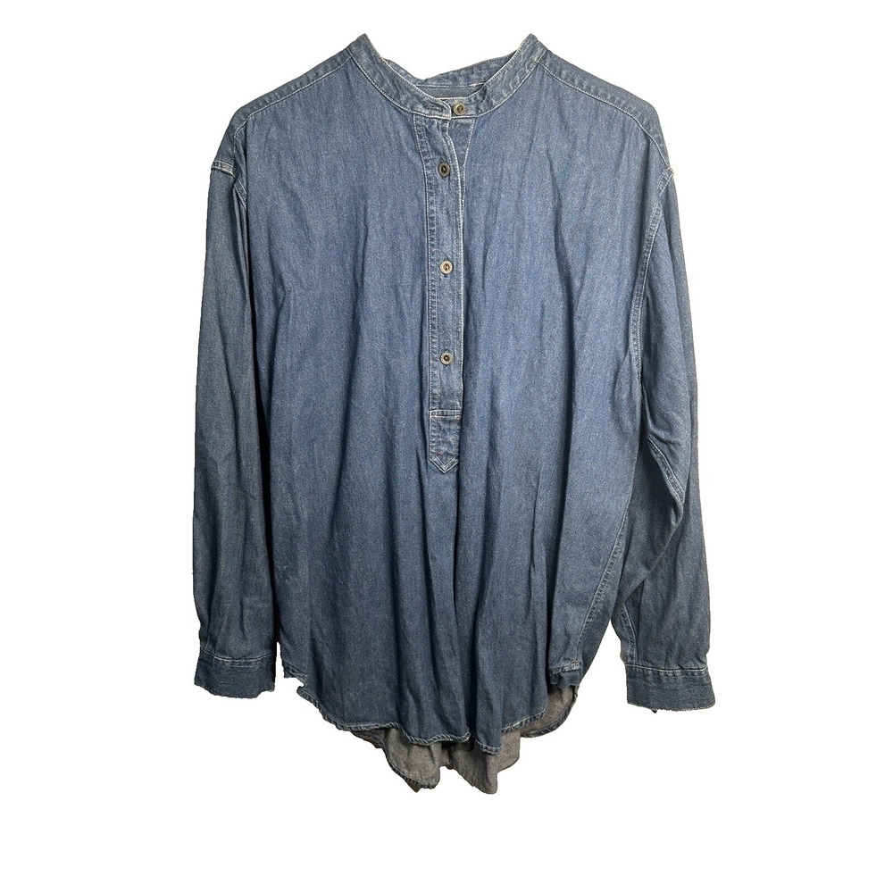 bugle boy for her womens blue demin long sleeve shirt size large‎ cotton